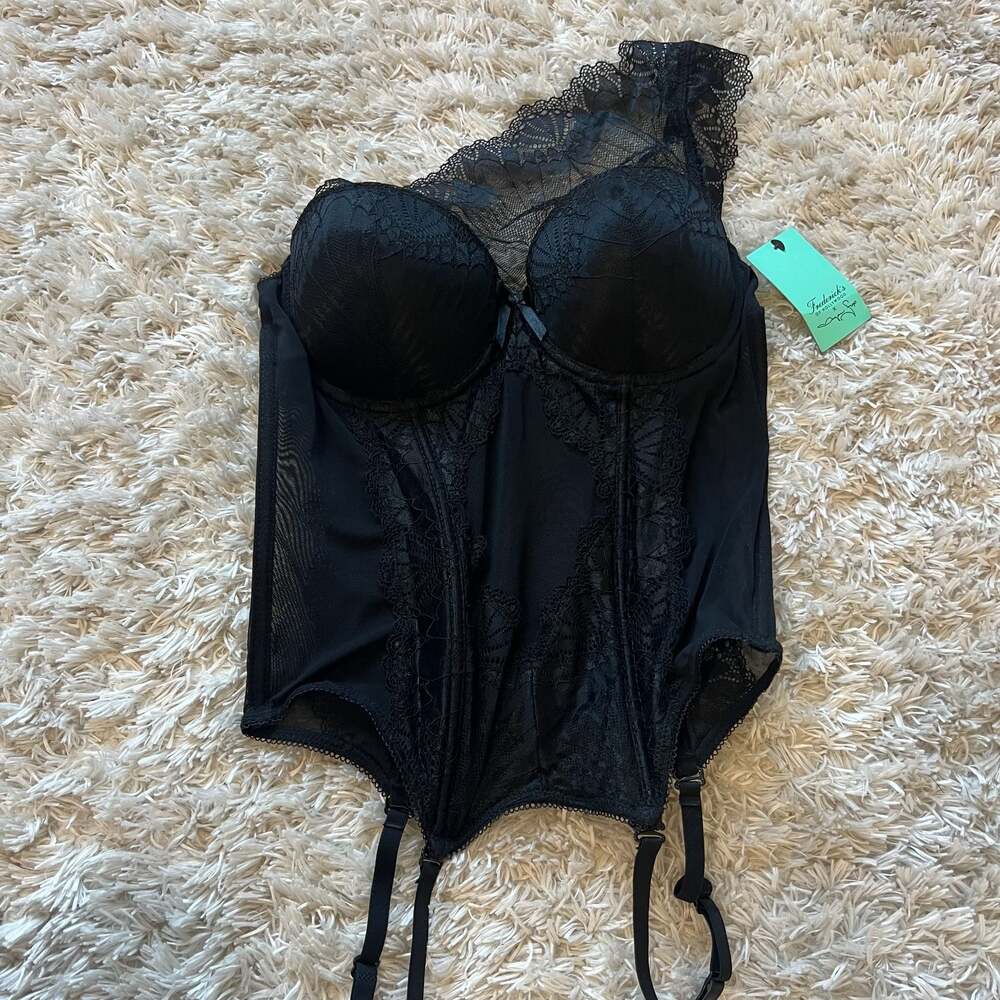 Frederick's of Hollywood x Megan Fox Leia Black Lace Corset Bodysuit Size M